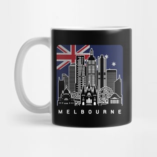 Melbourne Australia Skyline Australian Flag Mug